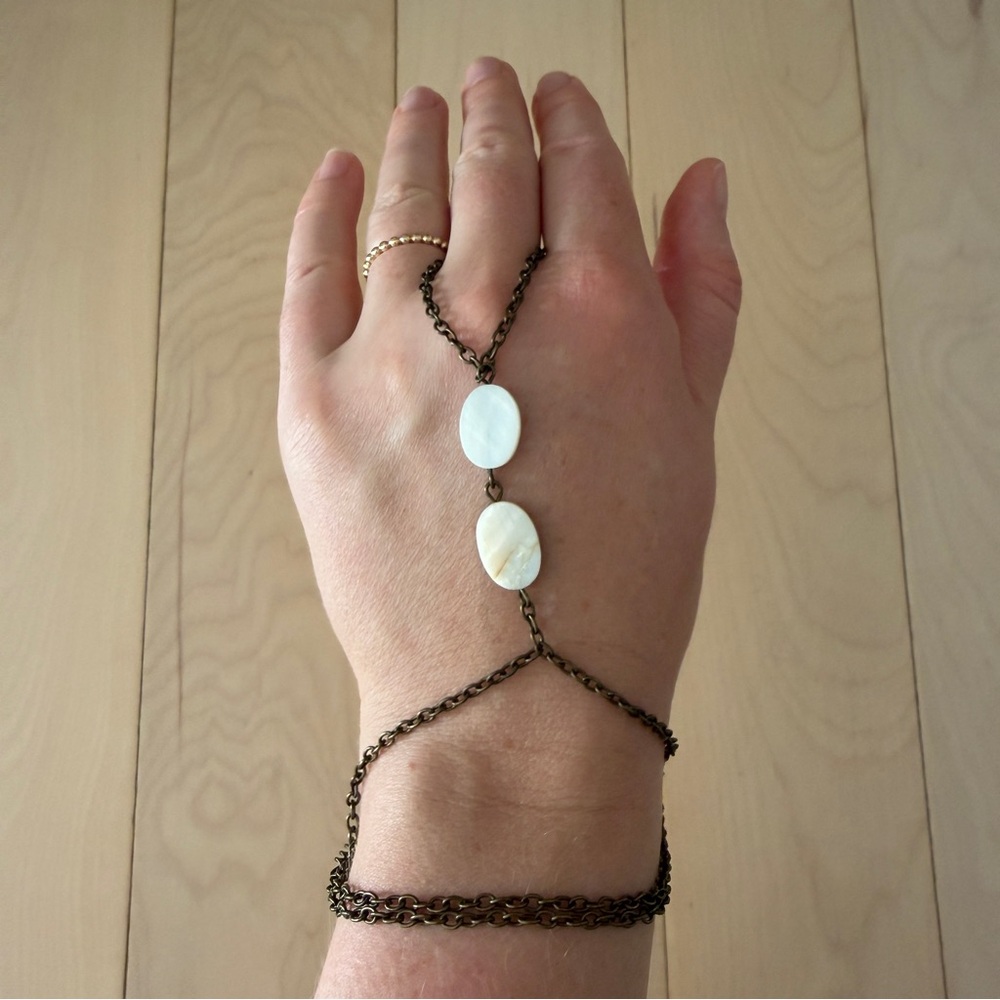 Bohemian Ring Bracelet with White Stones